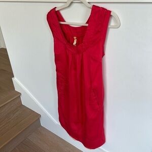 Maeve Red Orange Sleeveless Dress With Pockets, Slip, and a Tie Back